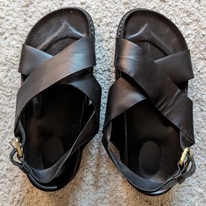 Liberté Leather Capri Black Sandals - Size 36